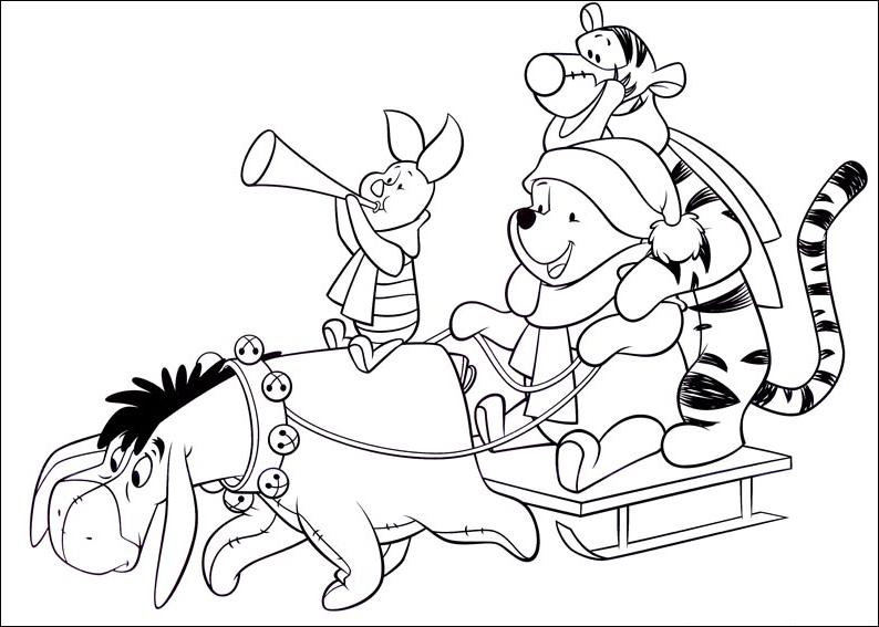 coloriage bourriquet traine ses amis en luge